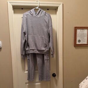 Women’s Cozy Hooded Set in Gray - Relaxed Lounge Two-Piece